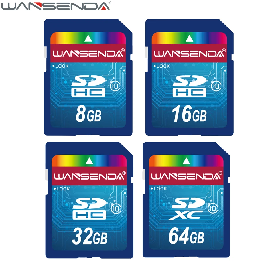 100% реальные Ёмкость WANSENDA SD карта 32 GB 64 GB карта памяти 16 GB 8 GB 4 GB SDHC SDXC карты флэш-памяти H2 Тесты w Тесты