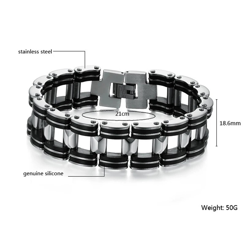 Браслет 304L нержавеющая сталь браслет мужской Форма велосипедной цепи черный мужские браслеты Модный Шарм мужской браслет 210 мм Ювелирные изделия