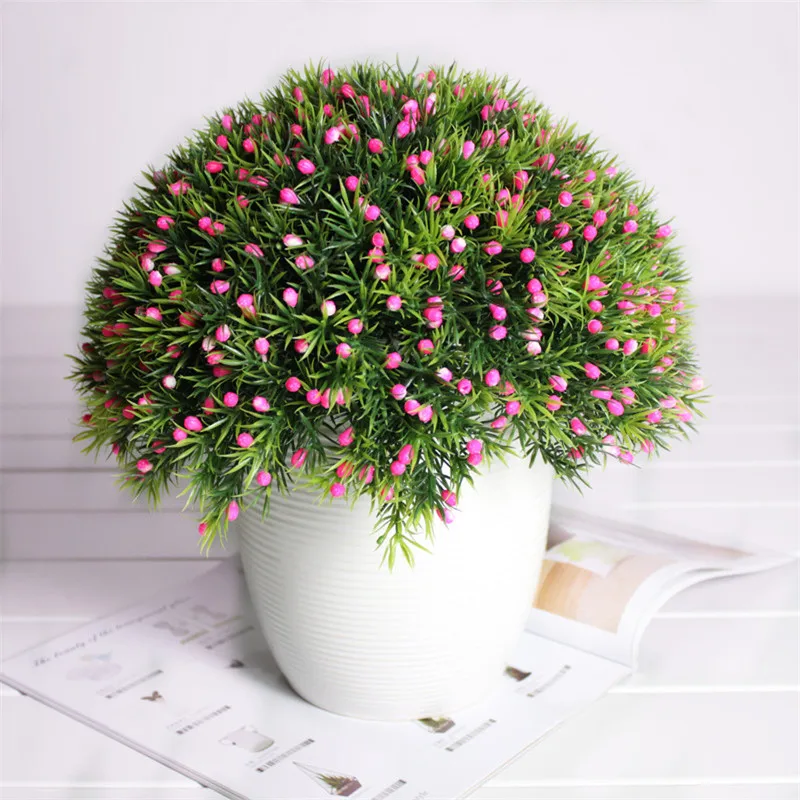 

6pcs/lot Artificial plants Creative Mini Grass+Fruit Bonsai Potted Arranging Accessories Simulation Plant plastic flowers
