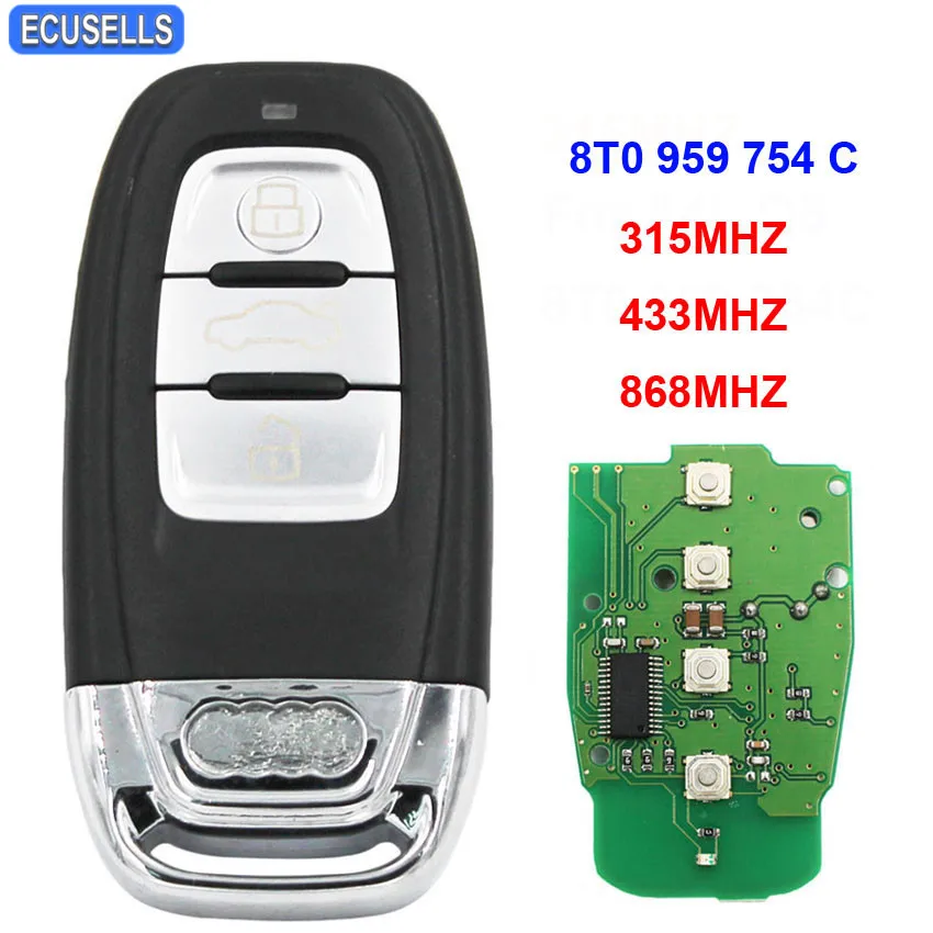 3 Button Complete Remote Smart Car Key 315MHZ 433Mhz 868Mhz 8T0 959