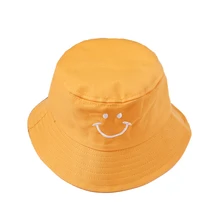 Панама, Детская шляпа в рыбацком стиле, повседневные желтые вышитые кепки со смайликами для мужчин и женщин, уличные летние шляпы в стиле хип-хоп