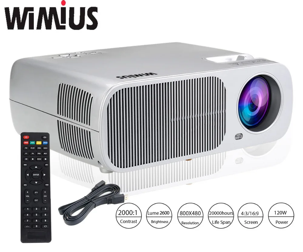 Wimius T1 Full HD 1080P 2600 Lumens LED Projector 5inch LCD Long LIfe Home Theater Beamer Video Proyector For XBOX TV Tablet DVD
