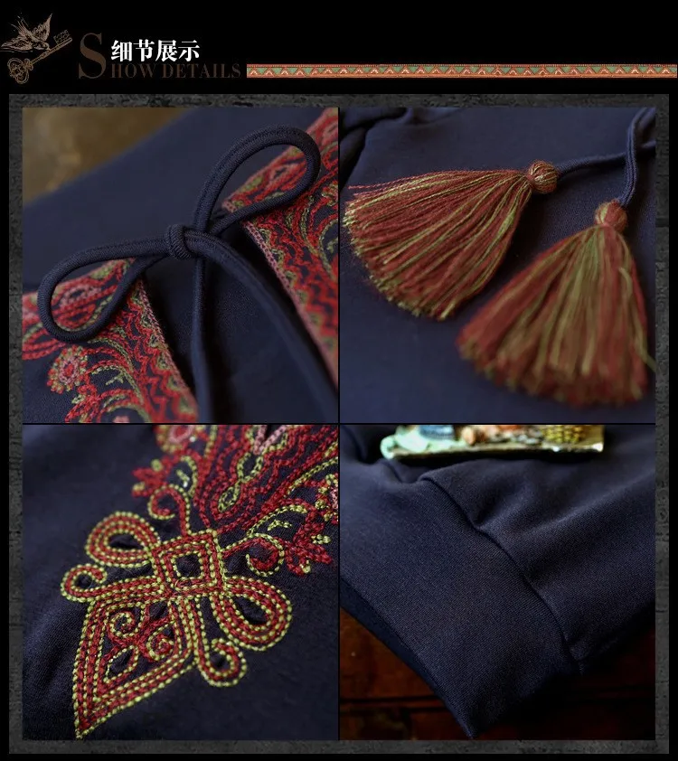 KYQIAO Женская Весенняя Осенняя богемная стильная вышитая блузка с длинным рукавом и кисточками дизайнерская винтажная рубашка Мексиканская майка