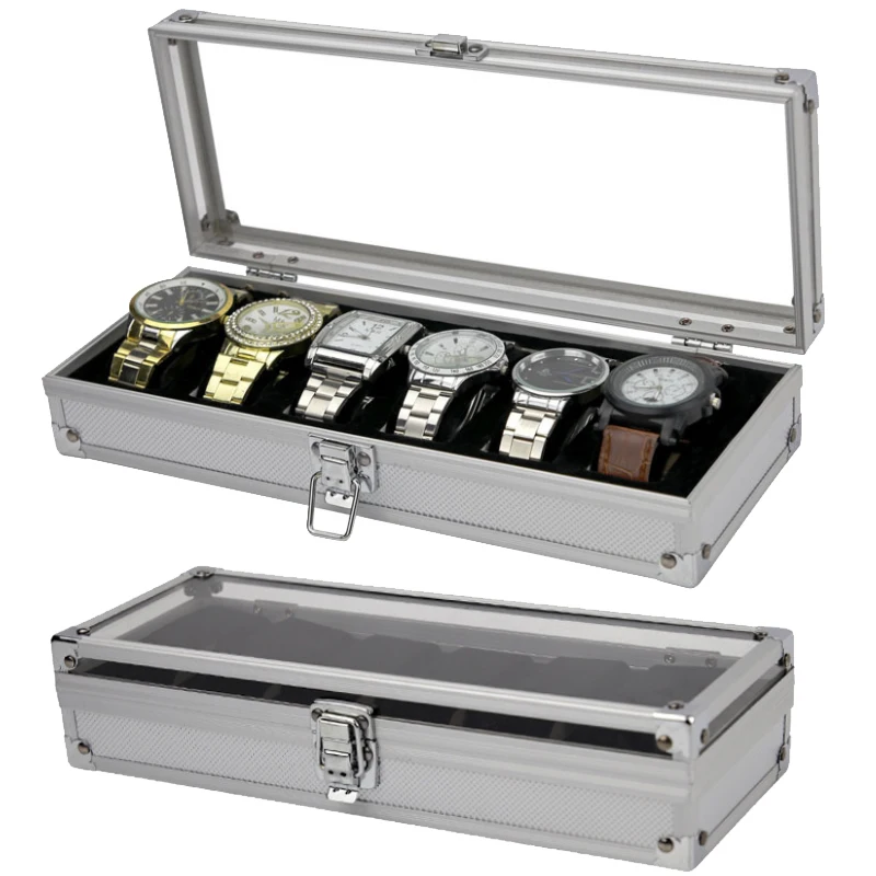 

2019 New 6 Grids Alumium Alloy Watch Case Box Casing for Hours Sheath for Hours Box for hours Watch