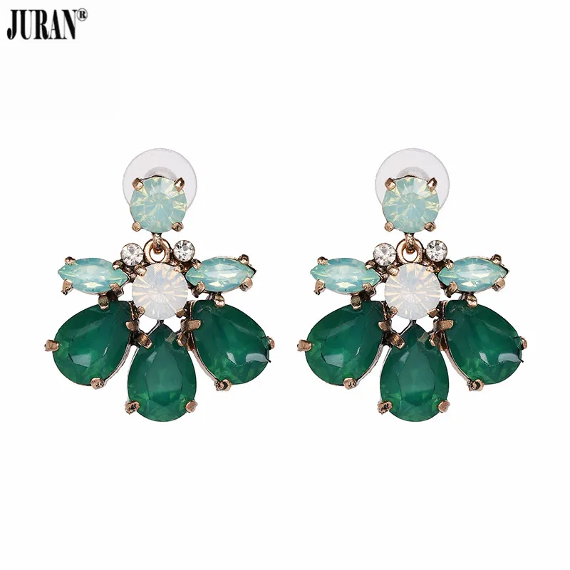 

JURAN 7 Colors Vintage Shiny Glass Statement Earrings Women Wedding Jewelry Wholesale Hot Brand Luxury Stud Charm Earrings