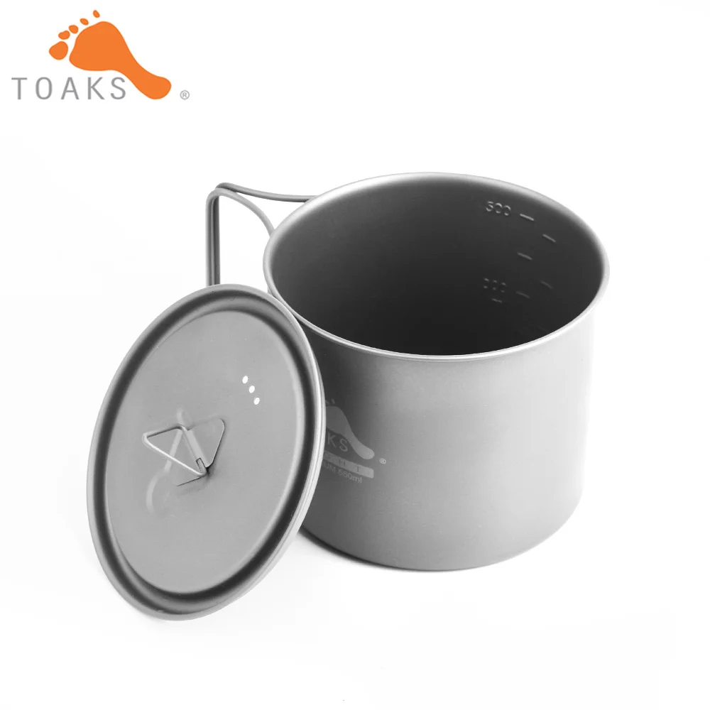 TOAKS POT-550-L чашка из чистого титана Сверхлегкая версия 0,3 мм уличная кружка с крышкой и складной ручкой походная посуда 550 мл 72 г