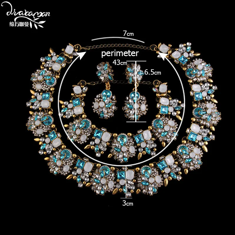 Бренд Dvacaman,, индийская свадьба, три комплекта ювелирных изделий, роскошный кристалл, для помолвки, вечерние аксессуары для женщин, Bijoux Femme V94