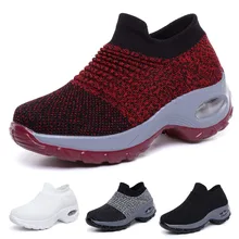 Женская сетчатая повседневная обувь без застежки удобные рабочие кроссовки на платформе с воздушной подушкой YS-BUY