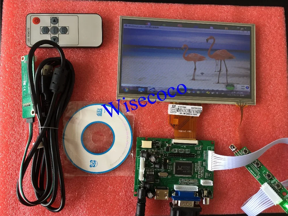 for INNOLUX 7 inch Raspberry Pi LCD Display Screen TFT LCD Monitor AT070TN92 Touch screen + Kit HDMI VGA Input Driver Board