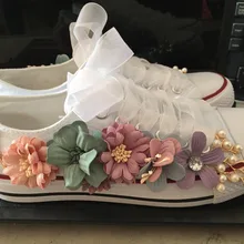 19 новые творческие туфли ручной работы с цветочным принтом парусиновая обувь со стразами Женская обувь на плоской подошве на! Специальное «сделай сам»; повседневная обувь