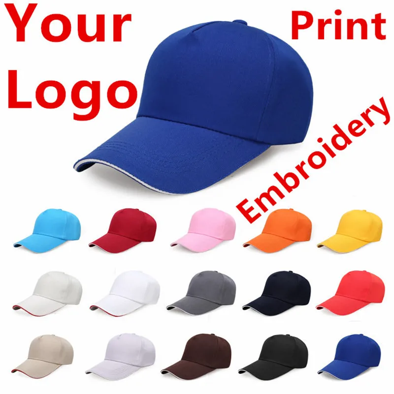 

30 piece Free Custom LOGO Design Cheap Men Women Baseball Cap Embroidery Print Design Logo Text Photo Hat Gorras Snapback