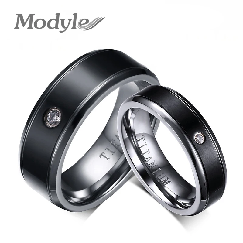 Modyle New Fashion Black Titanium Rings For Women Men Wedding