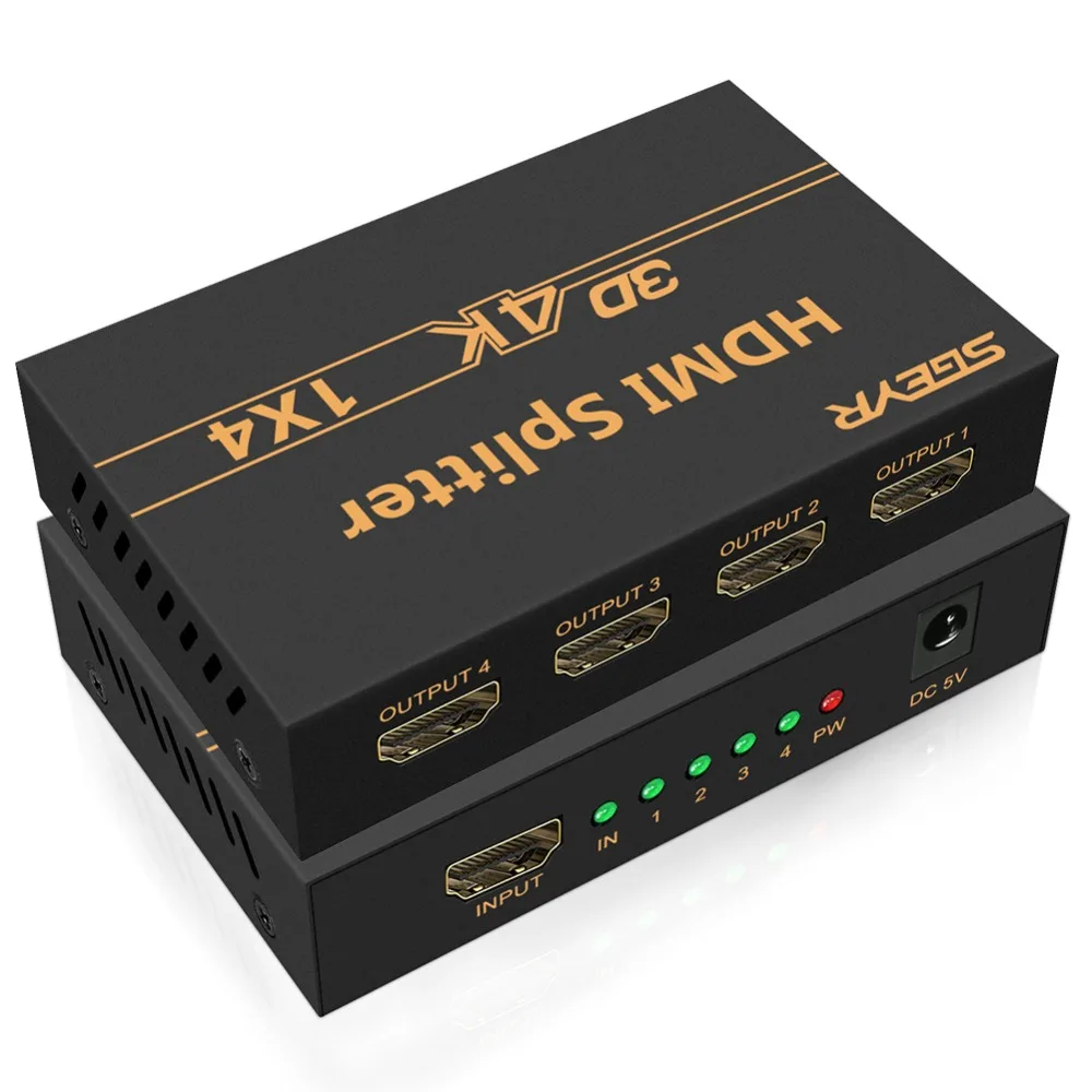 SGEYR 1.4v HDMI Splitter1X44Kx2K 4 Way HDMI Splitter 1 input 4 outputSupport HDMI 1.4HDCP4Kx2K3D&1080P For HDTV Projector