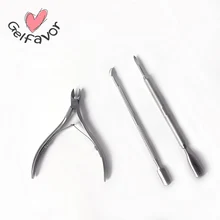 3 шт нержавеющей ногтей гель кутикулы толкатель набор стали эфирные кутикулы Ложка Pushe удаления Совок клиппер маникюрный инструменты