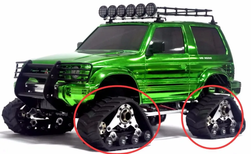 

New Aluminum alloy Front and Rear set Snow wheel Sandmobile Conversion 4pc Tracks tire fortamiya pajero Chassis 1/10 crawler car