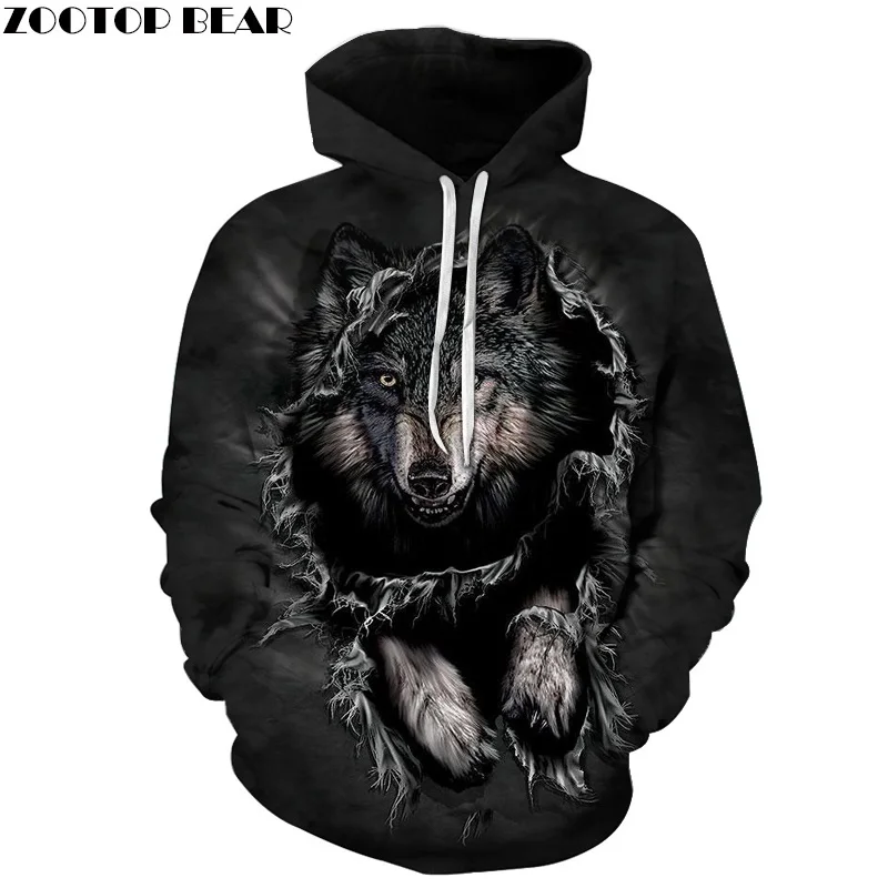 hooded animal prints hoodie suit