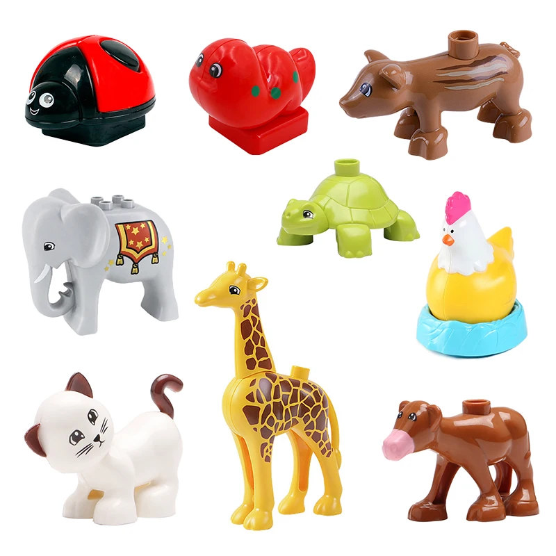 Les blocs de construction originaux de grosses particules Mini animaux accessoire Compatible avec les briques de jeu Duplo assemblent des jouets pour le cadeau d'enfants