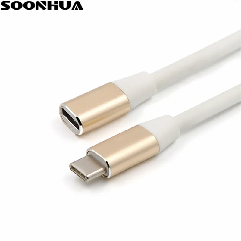 SOONHUA 1 м usb type C кабель-удлинитель USB 3,1 кабель для передачи данных и видео USB-C Штекерный и гнездовой удлинитель