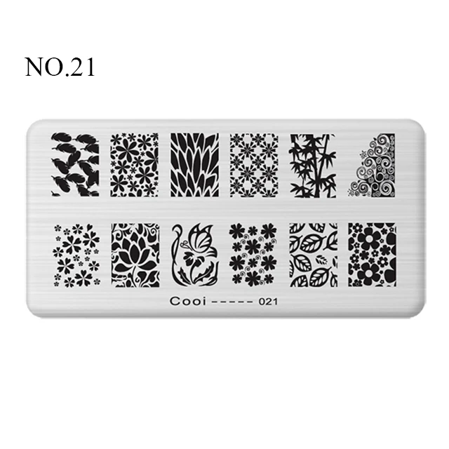 Pinpai Nail Stamping Plates Flower Geometric Heart Nature Series Nail Template Stamp Image DIY Nail Designs Manicure Stamp Plate - Цвет: NO.21