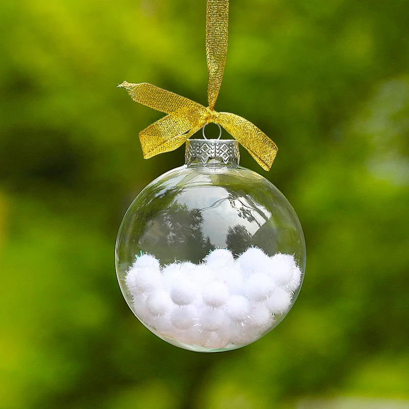 

Diameter = 8cm 16pcs/pack Glass Christmas Ball Transparent Glass Globe Christmas Day Decoration Different Diameter for selecting