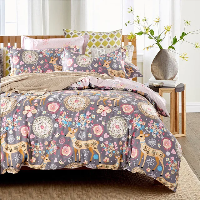 geometric adult cartoon deer owl cow print bedding set queen king cow print bedding king size