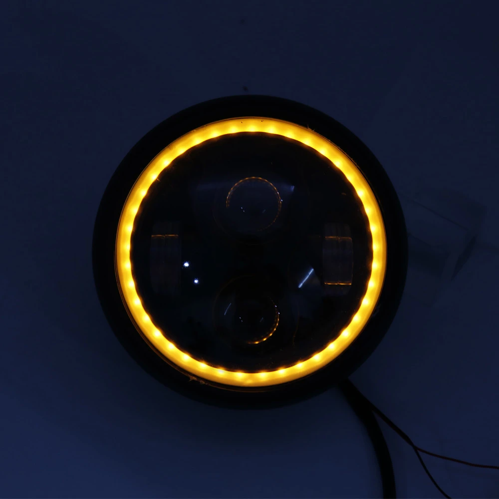  6.5 Motorcycle LED Headlight Hi&Lo HeadLamp Bulb DRL With Angel Ring for Harley Sportster Cafe Racer Bobber (54)