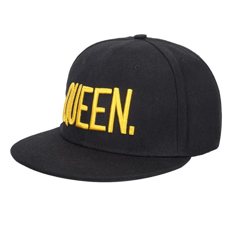 Новая мода королева и король буквы хоп однотонные кепки бейсболка с заплатой кепки в стиле хип-хоп кожа Солнцезащитная бейсболка Черные Шляпы