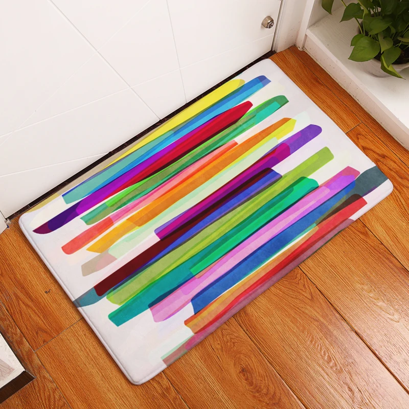 Doormat Carpets Strip Geometry Print Mats Floor Kitchen Bathroom Rugs