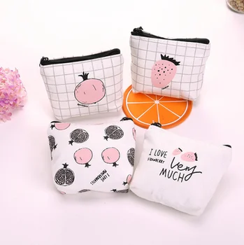 

by dhl or ems 500pcs Korean simple canvas coin purse female solid color students girls cartoon strawberry card case
