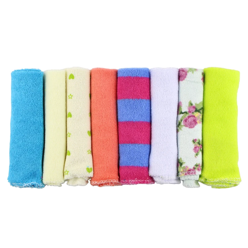 

8pcs set 22*22cm Soft Cotton Newborn Baby Infant Kids Feeding Bibs Hand Face Towel Wipes Cloth Handkerchief Washcloth Boys Girls