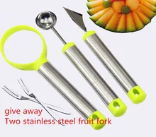 Three-piece sets of stainless steel fruit digging machine watermelon dig ball spoon carved knife