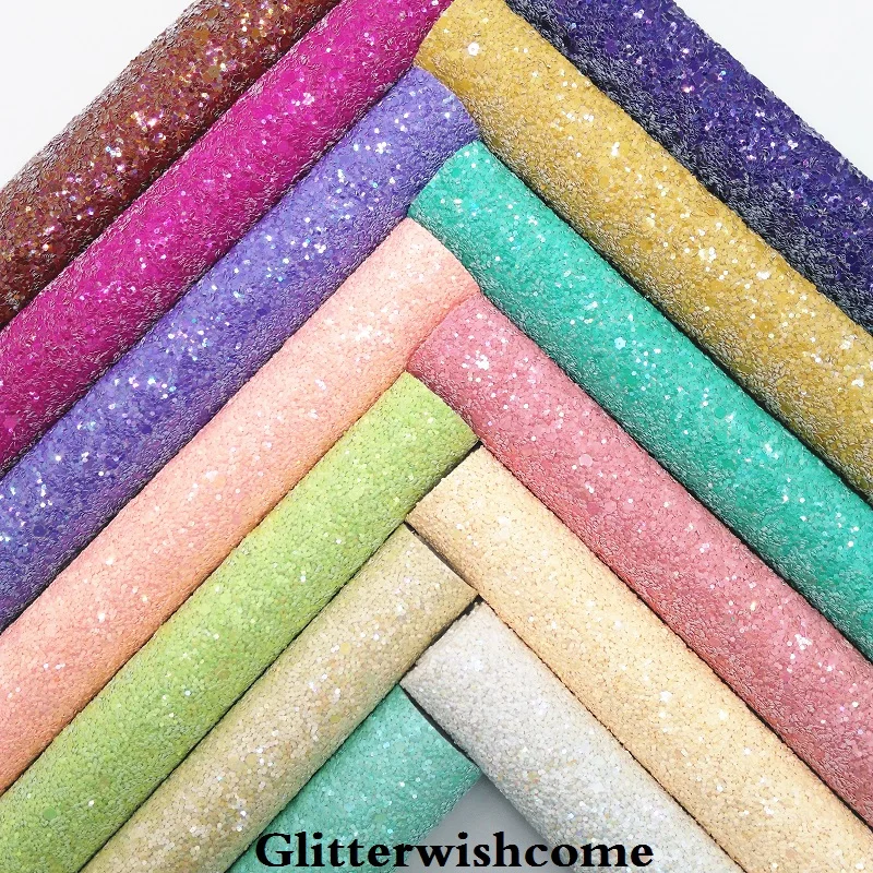 Синтетическая кожа Glitterwishcome 21 х29 см Размер A4 крупная блестящая винил для бантов