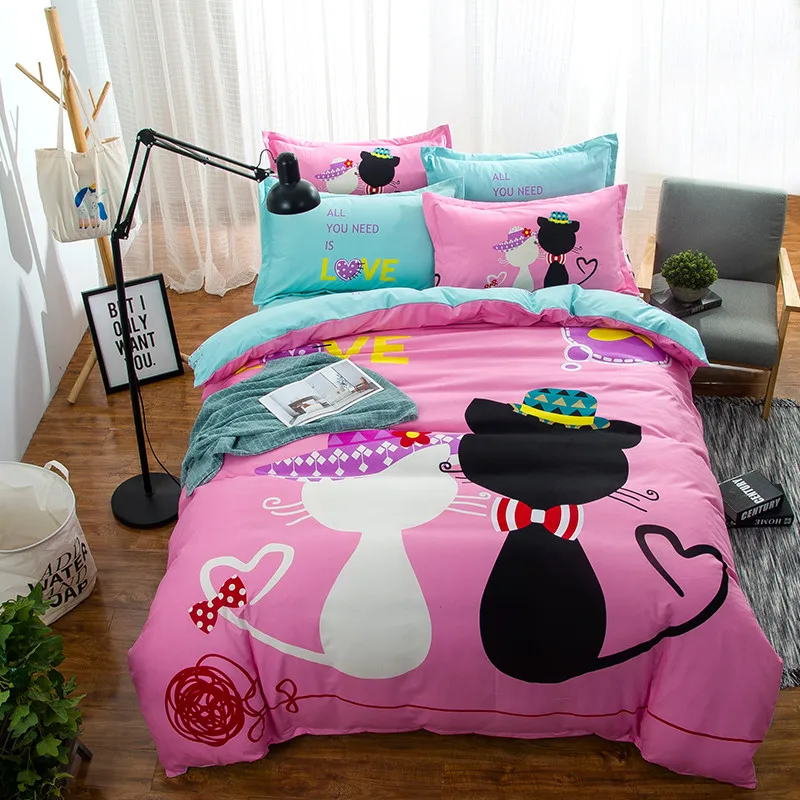 

Cartoon animation Printed Bedding set Soft personal Comfortable Duvet Cover Bed Sheet Pillowcases Full Queen size 4Pcs Bedlinen