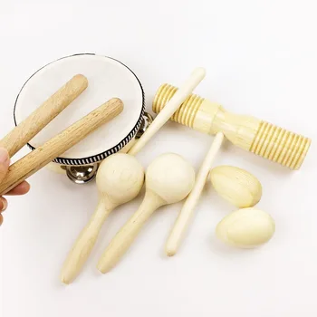 

Let's Make Wood Baby Toy 8pcs Drum Eggs Baby Wooden Rattle Montessori Toys Baby Gift Toys For Children