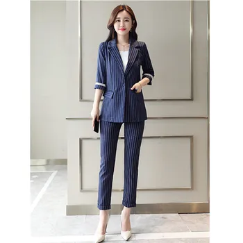 

Women's suit women's fashion striped suit two-piece suit (jacket + pants) women's slim party formal dress