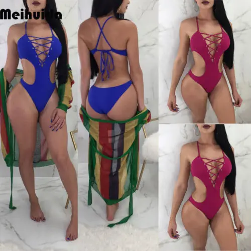 2019 женское сексуальное цельное бикини с открытой спиной женский купальник