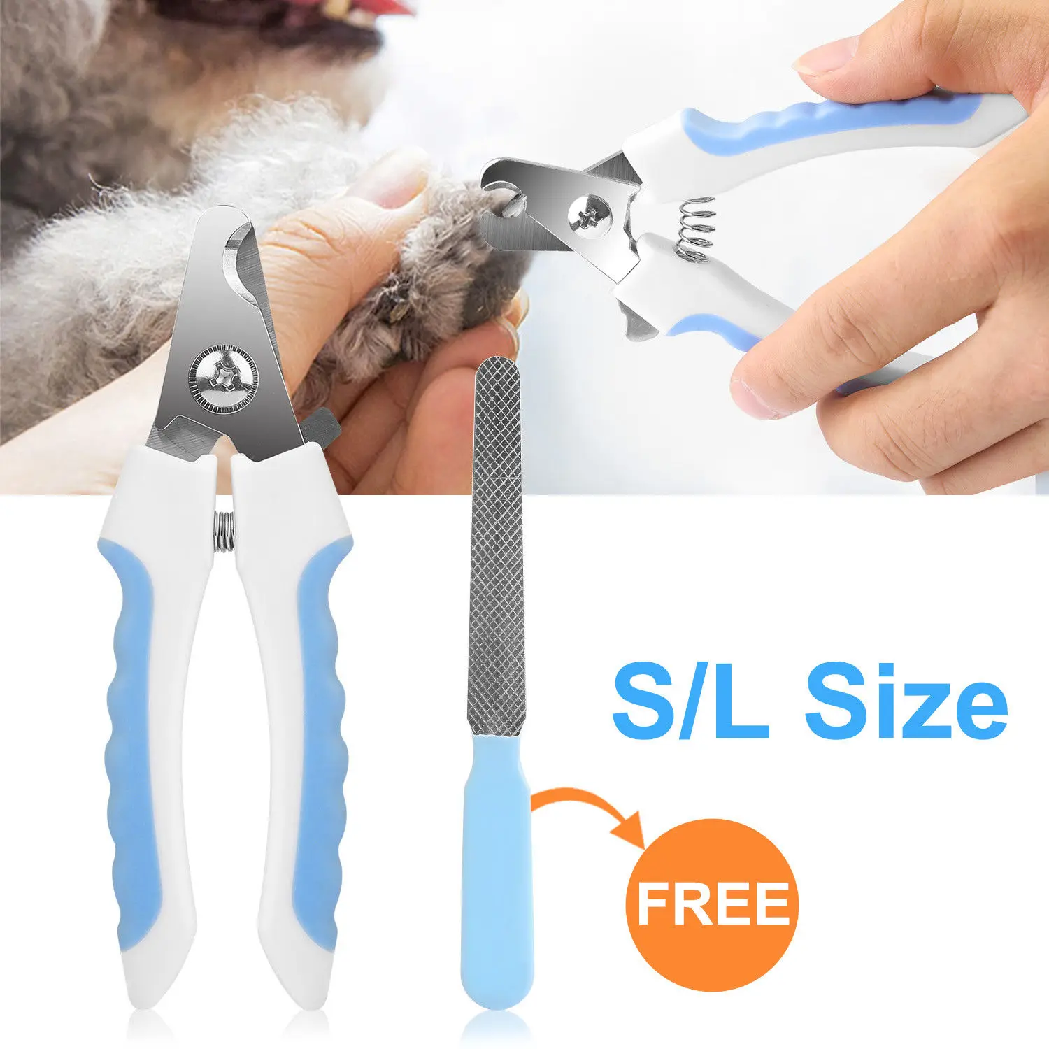 

Blue Pet Cat Dog Nail Clipper Stainless Steel Grooming Scissors Clippers for Animals Dog Cat Trimmer with Pet Nail File S/L Size