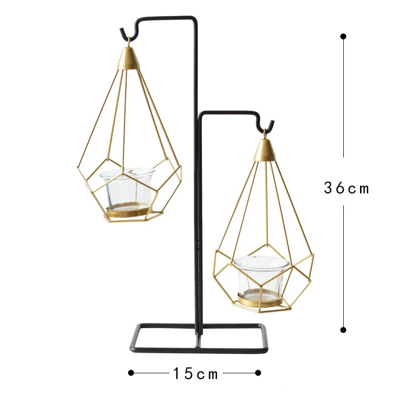 1 Набор, скандинавский стиль, геометрический дизайн, золотой стеклянный Железный подсвечник, подсвечник для свечи-чашки, домашние свадебные украшения, аксессуары