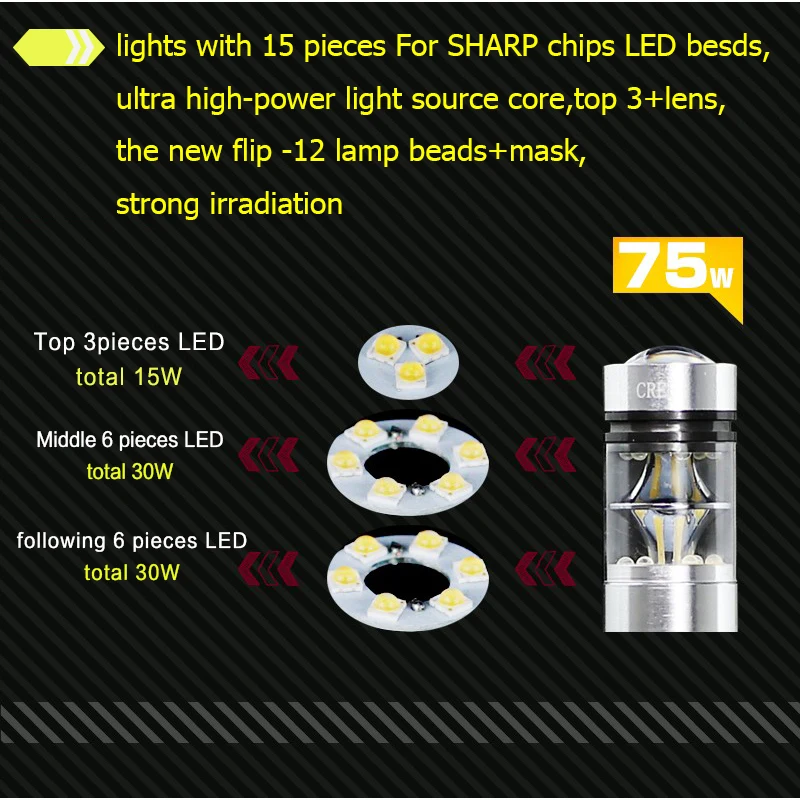 2x BAU15S 7507 Лампа PY21W 1156PY CAN-шина высокой мощности 15 шт. для острых чипов 75 Вт светодиодный фонарь для переднего или заднего указателя поворота