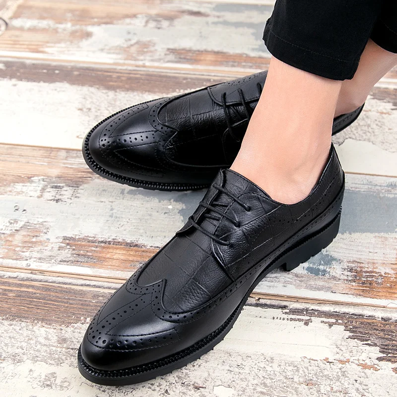 Vivodsicco Robe Classique Formelle Sculpture Style Conception Bout British Hommes Pointu New Bullock Noir D'affaires Oxford Chaussures Rétro marron 1gr1qHw