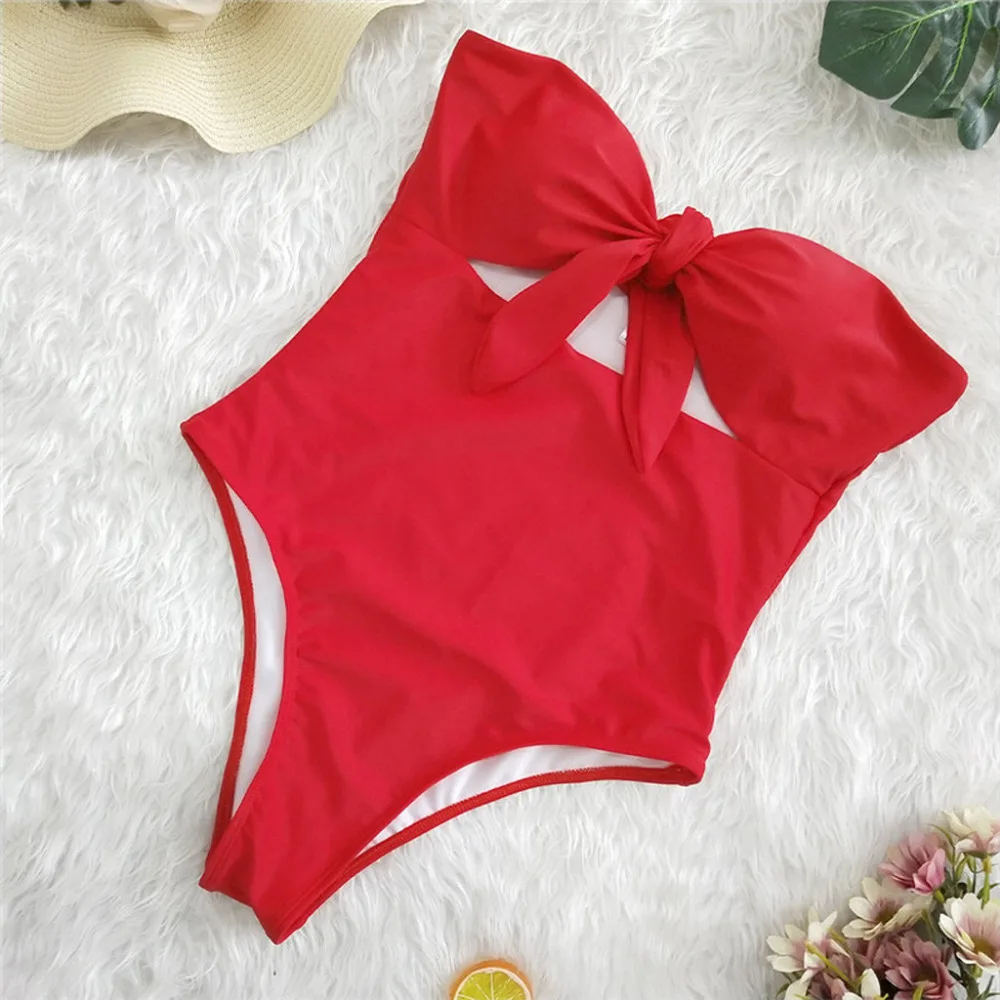 2019 women's tube top strap bow bikini suit summer fresh and comfortable sexy swimming suit push up bikinis mujer brasile 40J13 (16)