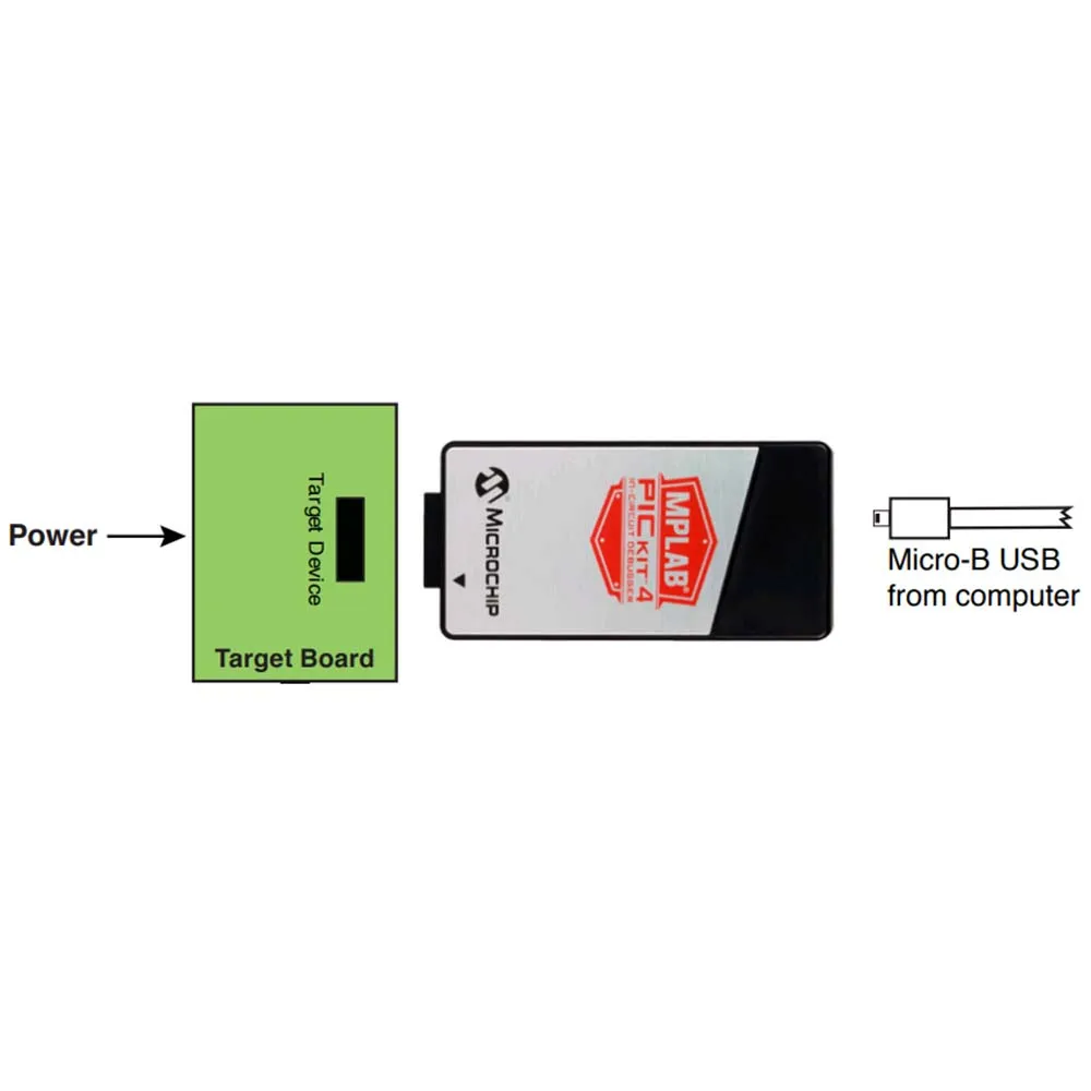 Микрочип MPLAB PICkit 4 в цепи отладчик, программатор на ходу, MPLAB X IDE версии 4,15 или более поздней версии