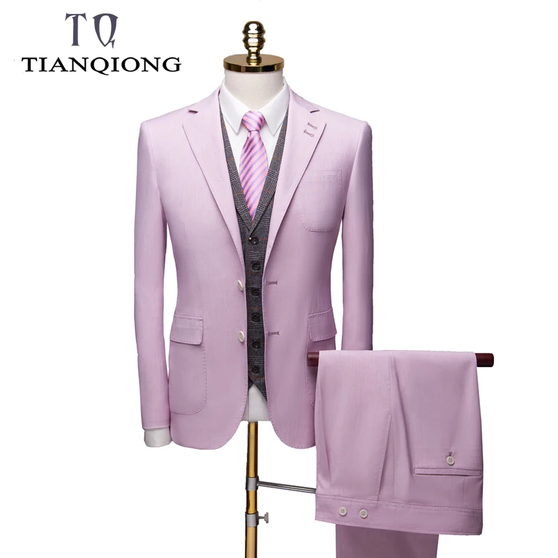 2019 синие элегантные клетчатые костюмы мужская куртка с брюками жилет 2 предмета