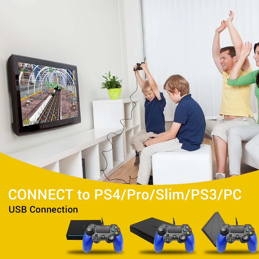 Проводной USB контроллер для PS4 геймпад с несколькими джойстиками и вибрирующей