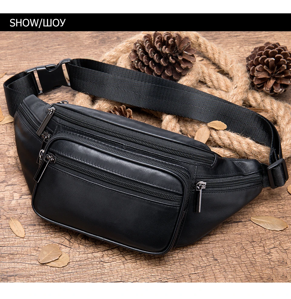 WESTAL Men's Waist Bag Genuine Leather Belt Bag Men Multifunction Male Fanny Pack Hip Bags for Phone/Money Travel Men Waist Pack