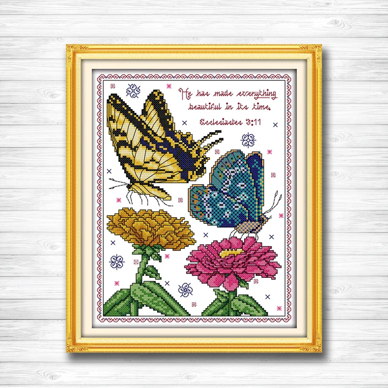 

Butterflies flowers scenery painting dmc 14CT 11CT counted cross stitch kits embroidery set Needlework Set chinese cross stitch