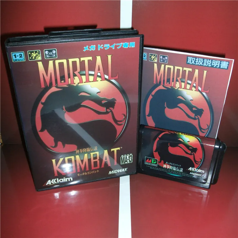 

Mortal Kombat 1 Japan Cover with Box and Manual for MD MegaDrive Genesis Video Game Console 16 bit MD card