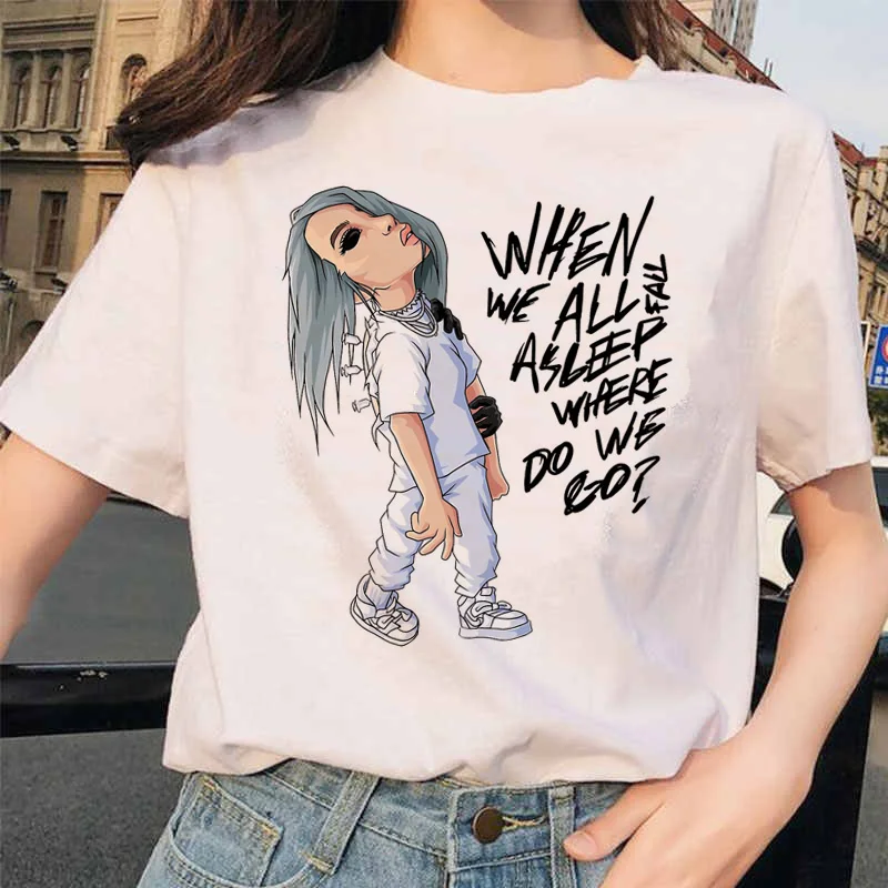 Billie Eilish футболка ulzzang Женская Хип-хоп женская одежда футболка забавная harajuku Летняя Повседневная футболка ulzzang уличная одежда - Цвет: 4600