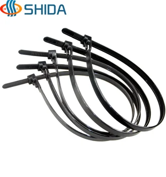 

50pcs 8*450mm Releasable Plastic Nylon Zip Ties, Black and White Wire Organizer Cable Ties for Computer Wire Management