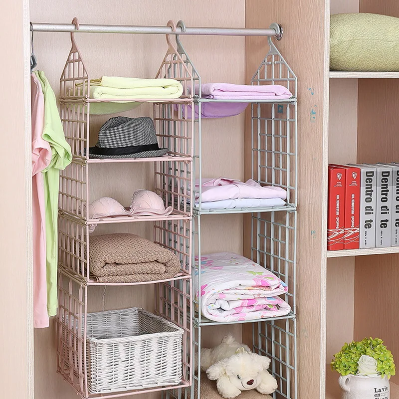 

Loozykit Multi-layer Foldable Clothing Hanger Dormitory Finishing Storage Rack Wardrobe Hanging Bag Clothes Shelf High Quality